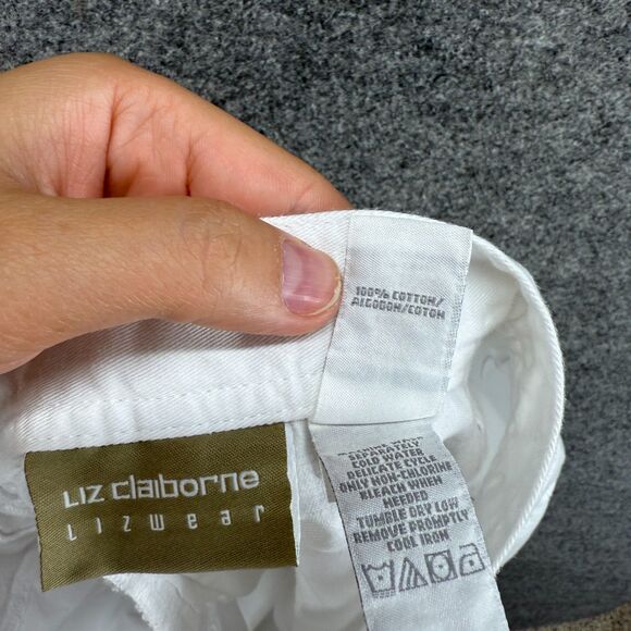 Liz Claiborne Shorts Women 10 White Denim Light Wash High Rise Chino Pockets - Picture 7 of 8